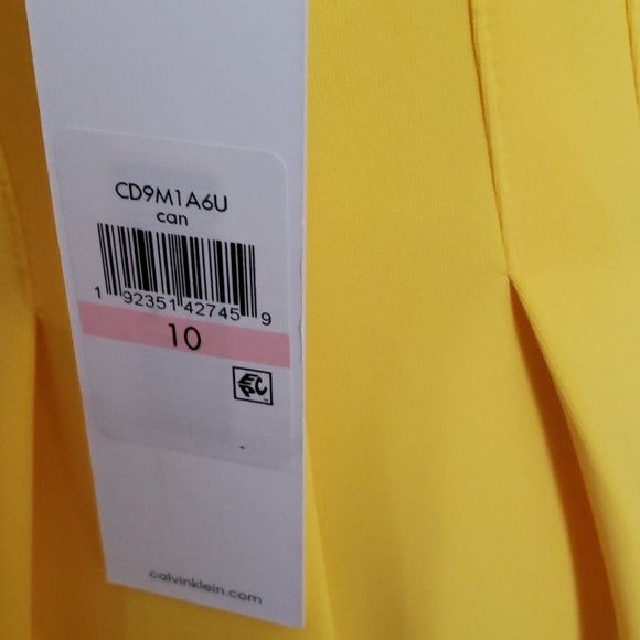 New Yellow Calvin Klein lined dress - Picture 5 of 6